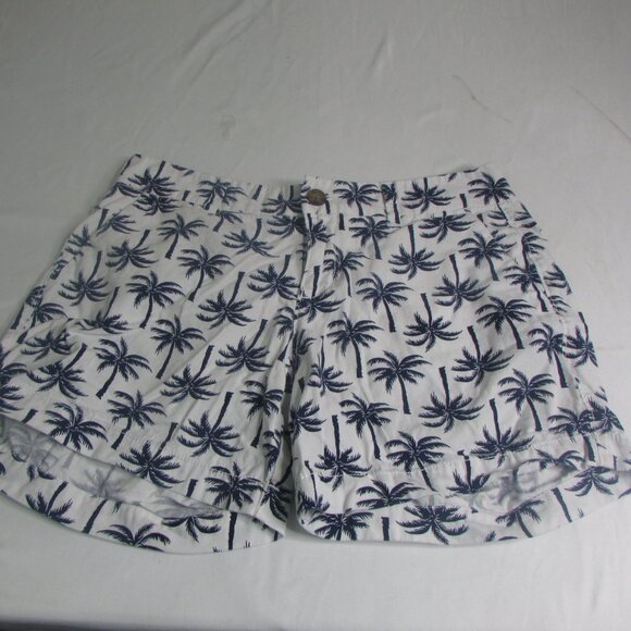 Old Navy Shorts 2 White Blue Palm Trees Tropical - Picture 2 of 8